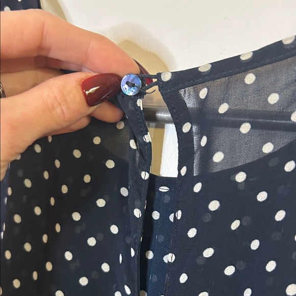 Zara Navy Blue & White Polka Dot Sleeveless Dress | Size Small - Picture 9 of 9